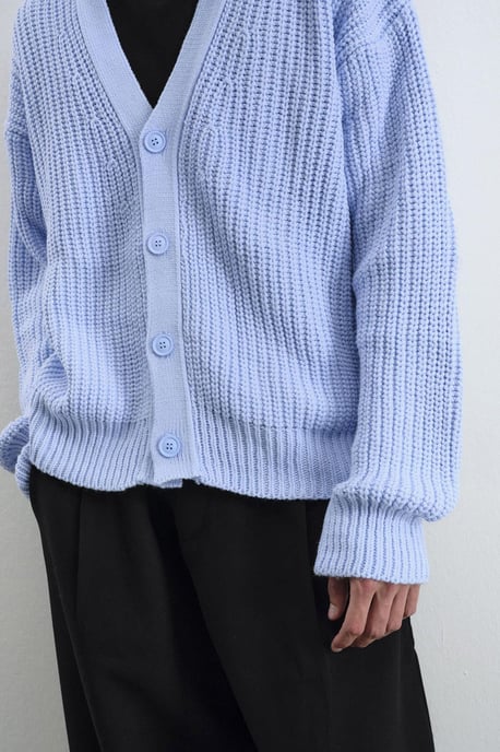 Oversized Geribbelde V-hals Cardigan - Image 6