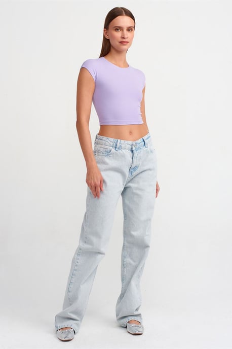 Slim Fit Crop Jersey Blouse - Image 3