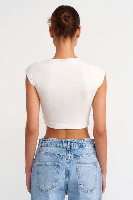 Slim Fit Crop Jersey Blouse - Image 2