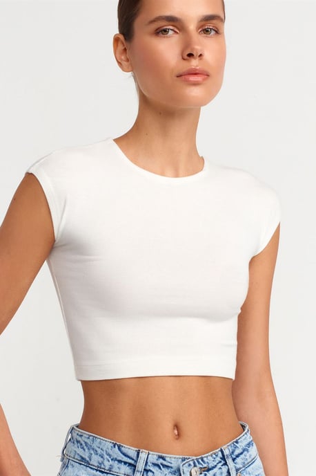 Slim Fit Crop Jersey Blouse - Image 4