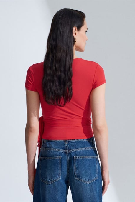 Crop Wrap Blouse met Strikdetail - Image 2