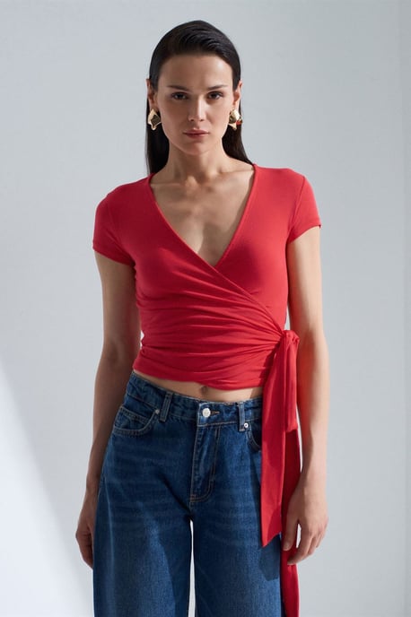 Crop Wrap Blouse met Strikdetail - Image 3
