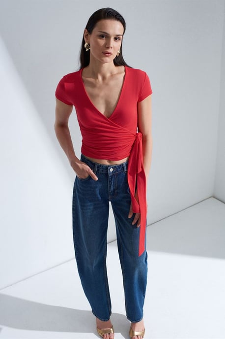 Crop Wrap Blouse met Strikdetail - Image 4