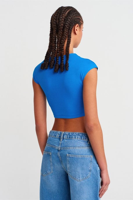 Slim Fit Crop Jersey Blouse - Image 2