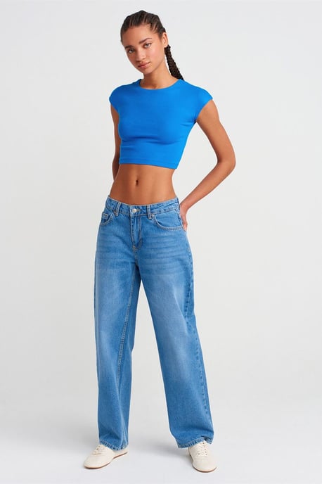 Slim Fit Crop Jersey Blouse - Image 4