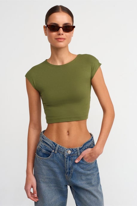 Slim Fit Crop Jersey Blouse - Image 1