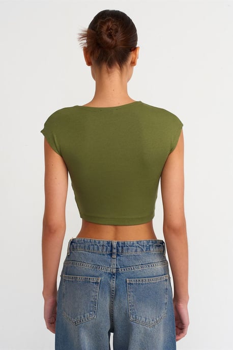 Slim Fit Crop Jersey Blouse - Image 2