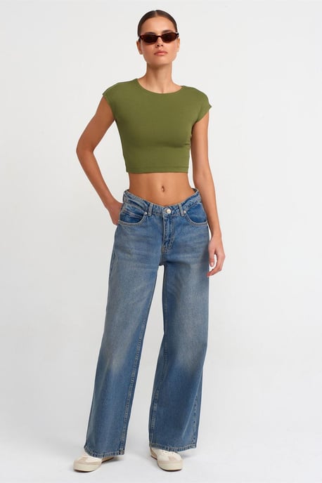 Slim Fit Crop Jersey Blouse - Image 3