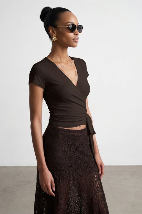 Crop Wrap Blouse met Strikdetail - Image 3