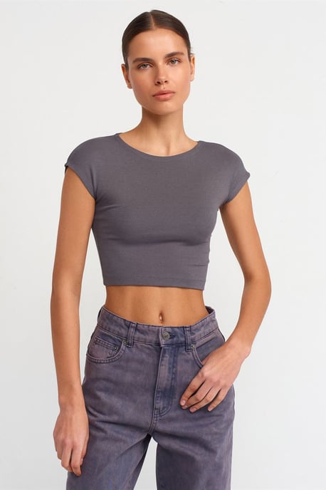 Slim Fit Crop Jersey Blouse - Image 1