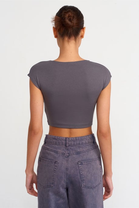 Slim Fit Crop Jersey Blouse - Image 2