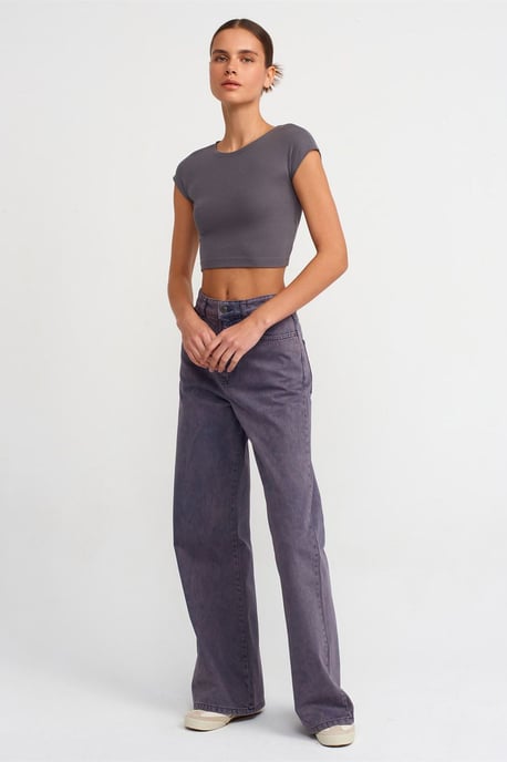 Slim Fit Crop Jersey Blouse - Image 3