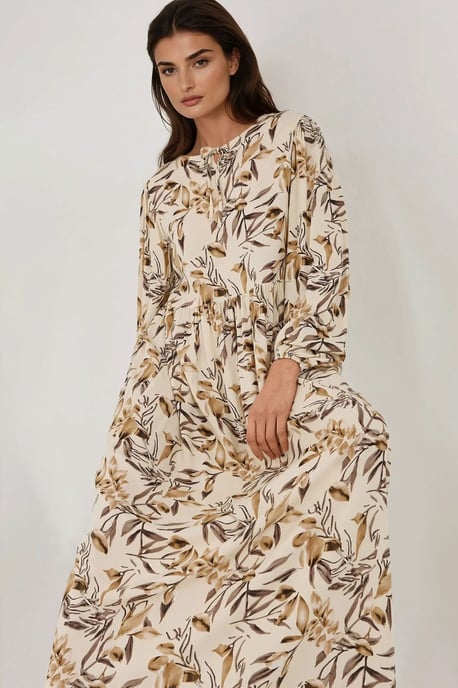 Bloemenprint Lange Mouwen Viscose Maxi Jurk - Image 2