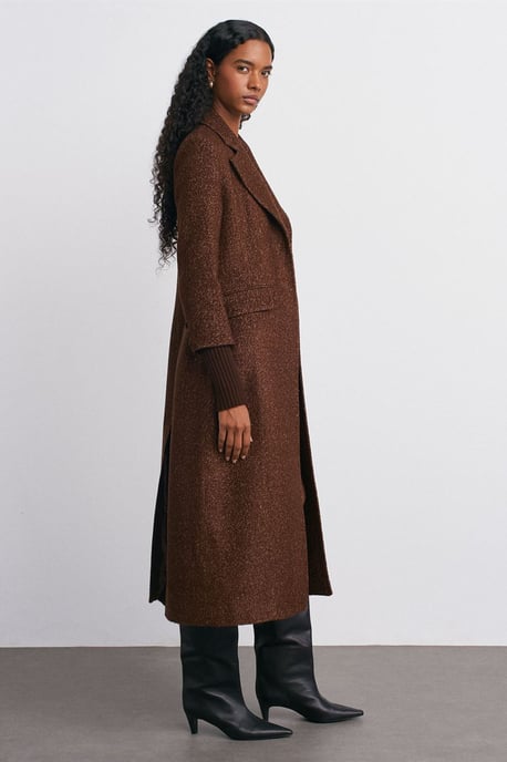 Getextureerde Tweed Lange Overjas - Image 3