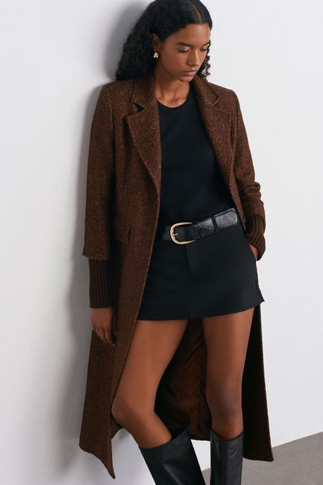 Getextureerde Tweed Lange Overjas - Image 5
