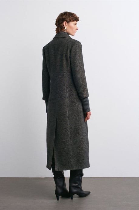 Getextureerde Tweed Lange Overjas - Image 2