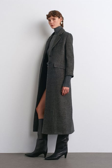 Getextureerde Tweed Lange Overjas - Image 3