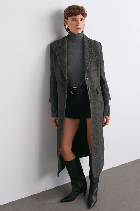 Getextureerde Tweed Lange Overjas - Image 5