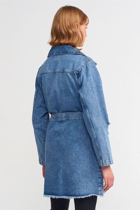 Lange Katoenen Denim Trenchcoat - Image 2