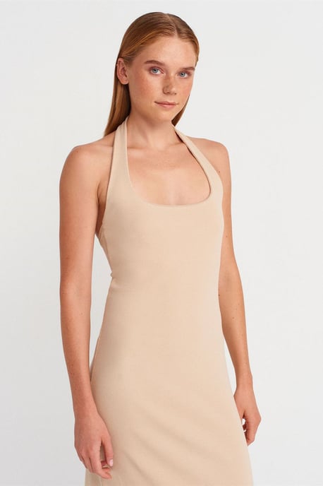 Geribde Halter Midi-jurk met Split - Image 4