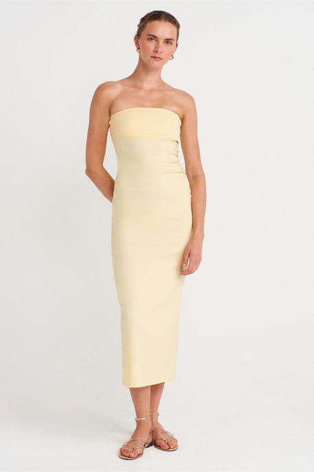 Strapless Bodycon Midi-jurk met Split - Image 1