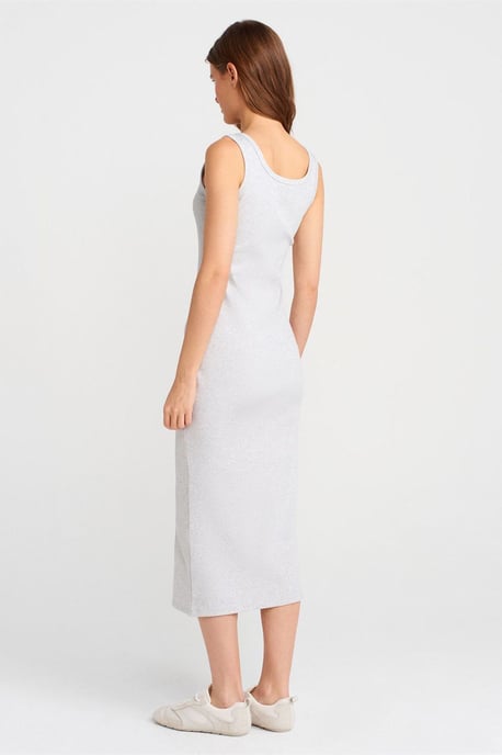 Gestreepte Midi Bodycon Jurk Met Knopen - Image 2