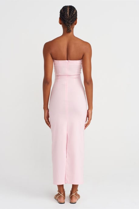 Strapless Bodycon Midi Jurk Met Splits - Image 2