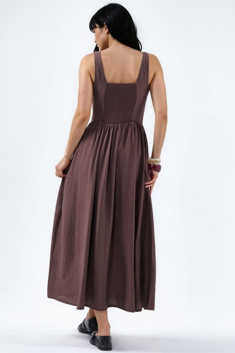 Effen Midi-jurk met Vierkante Kraag - Image 3