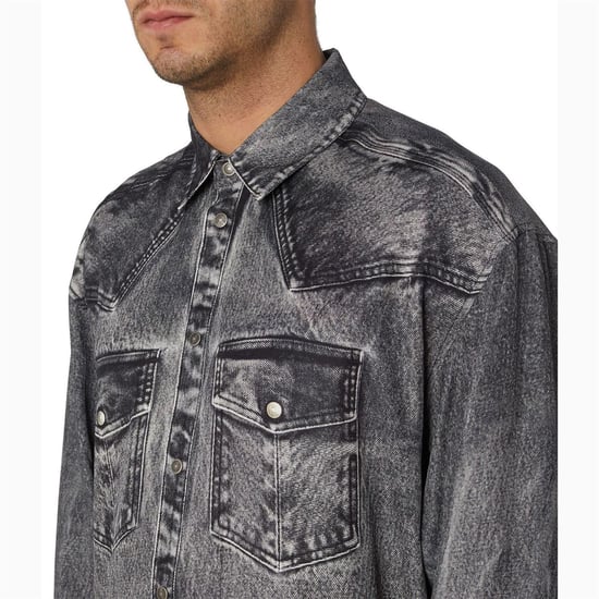 Diesel Heren Gils Denim Overhemd (Zwart/Grijs) - Image 4