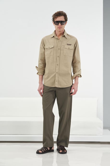 Heren Katoenen Poplin Lange Mouwen Shirt - Image 2