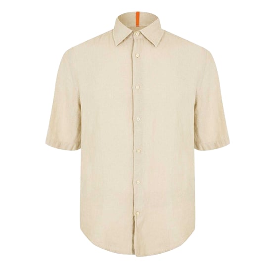 Boss Heren Linnen Overhemd Met Korte Mouwen (Licht Beige) - Image 1