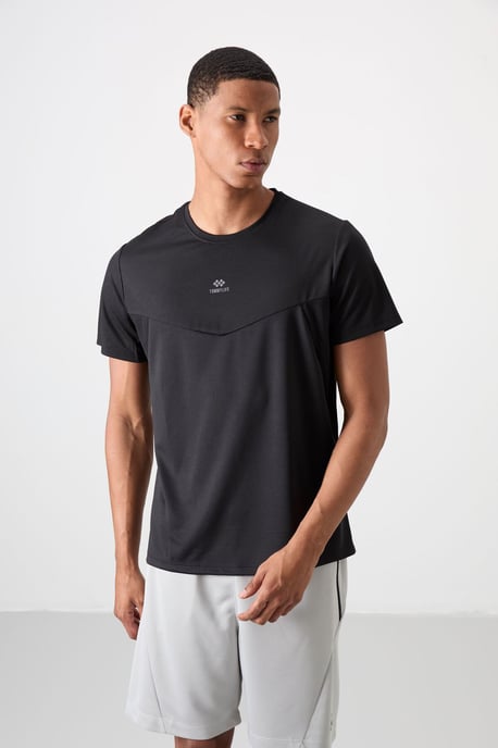 Heren Effen Polyester Ronde Hals T-shirt - Image 1