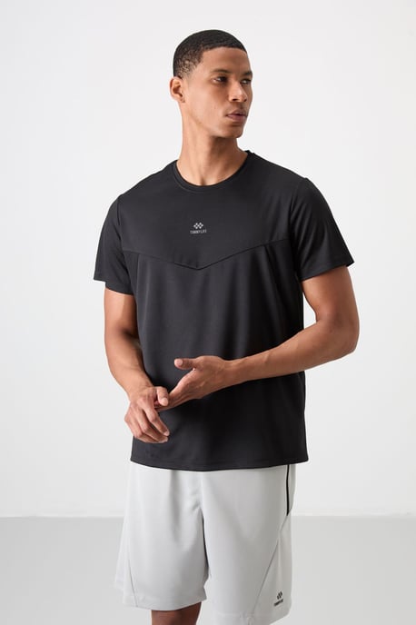 Heren Effen Polyester Ronde Hals T-shirt - Image 4