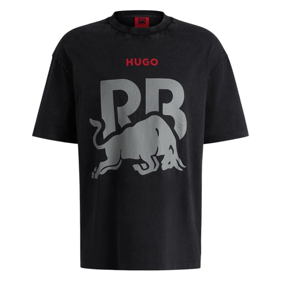 Hugo Unisex volwassen RB F1 Racing Grafisch T-Shirt met opdruk (Zwart) - Image 1