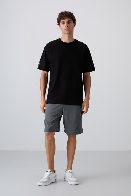 Heren Oversized Crew Neck T-Shirt Met Patch - Image 3