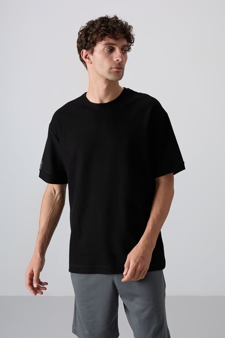 Heren Oversized Crew Neck T-Shirt Met Patch - Image 4