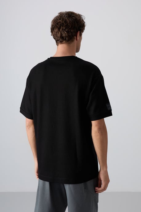 Heren Oversized Crew Neck T-Shirt Met Patch - Image 5