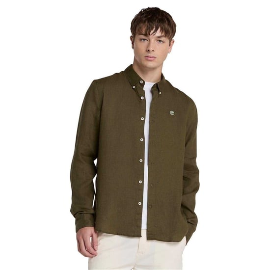 Timberland Heren Linnen Relaxed Fit Overhemd (Bladgroen) - Image 2