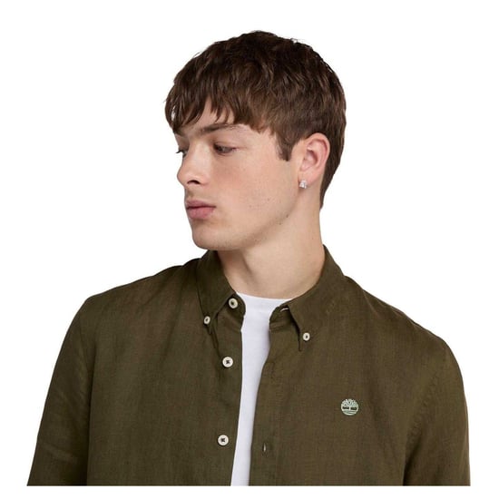 Timberland Heren Linnen Relaxed Fit Overhemd (Bladgroen) - Image 4
