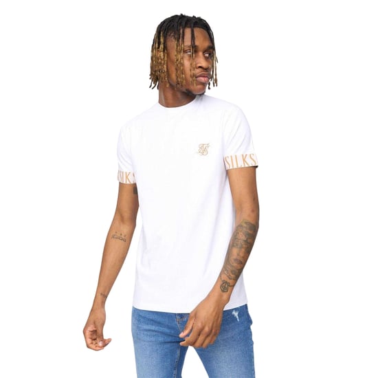SikSilk Heren Tech Logo Geprinte Mouwen T-shirt (Wit) - Image 2