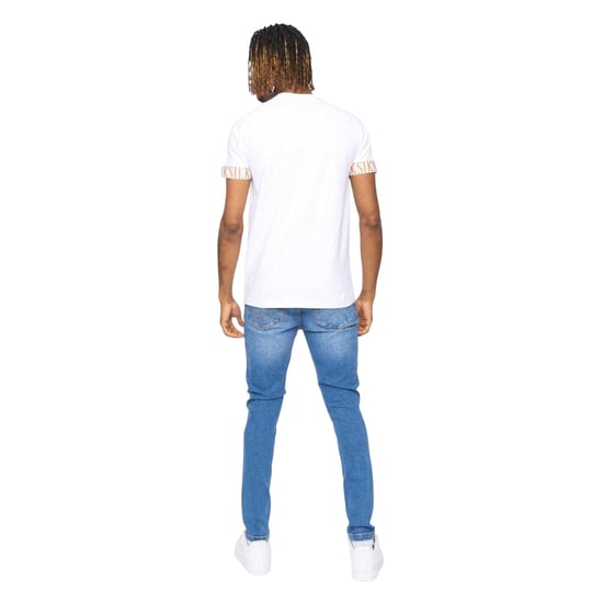 SikSilk Heren Tech Logo Geprinte Mouwen T-shirt (Wit) - Image 3