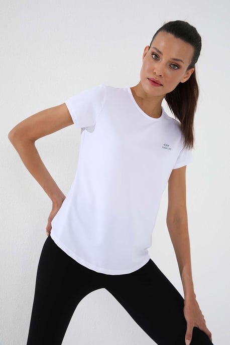 Dames Effen Korte Mouwen Rondhals T-Shirt - Image 1