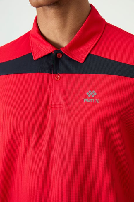 Heren Kleurblok Polo T-Shirt - Image 3
