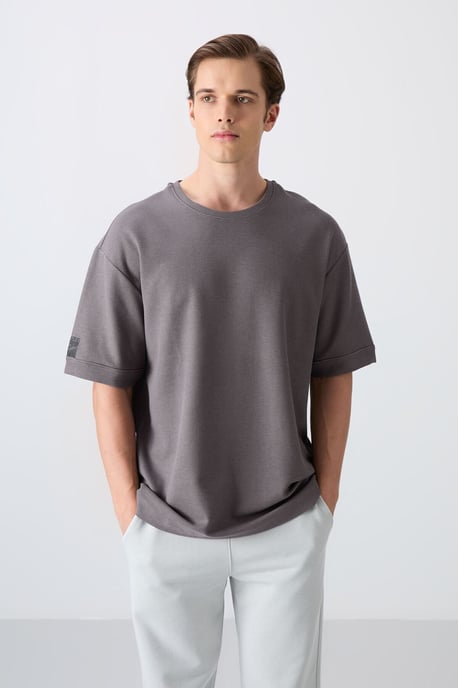 Heren Oversized Crew Neck T-Shirt Met Patch - Image 4