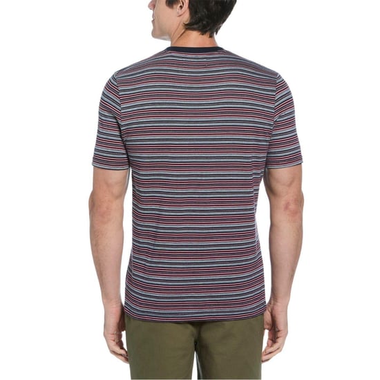 Original Penguin Heren Gestreepte Jersey Crew Neck T-shirt (Donker Saffier) - Image 3