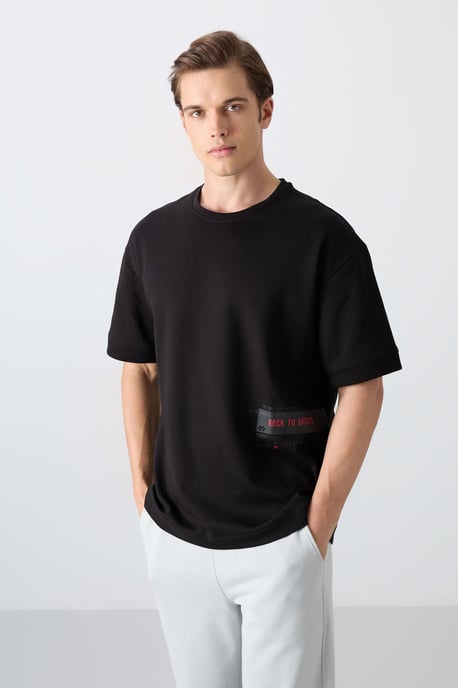 Oversized Katoenmix Crewneck T-Shirt - Image 1