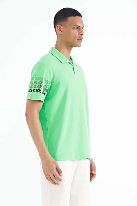 Heren Katoenen Polo Col Geprinte T-Shirt - Image 3