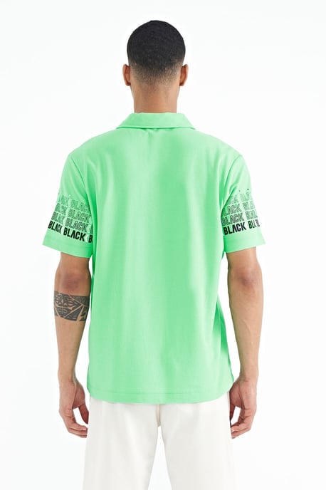 Heren Katoenen Polo Col Geprinte T-Shirt - Image 4