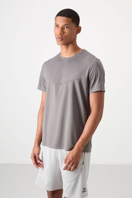 Heren Solid Polyester Rondhals T-Shirt - Image 1