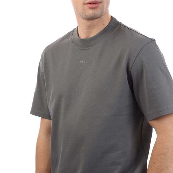 Hugo Heren Dapolino Logo Bedrukt Relaxed Fit T-shirt (Grijs) - Image 3